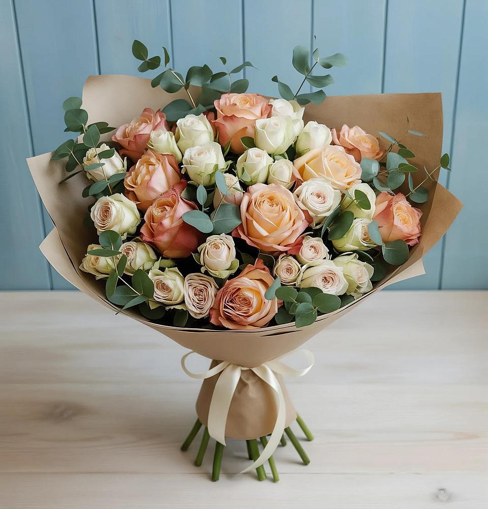 Букет цветов из: Альстромерии и Розы в Княгинино