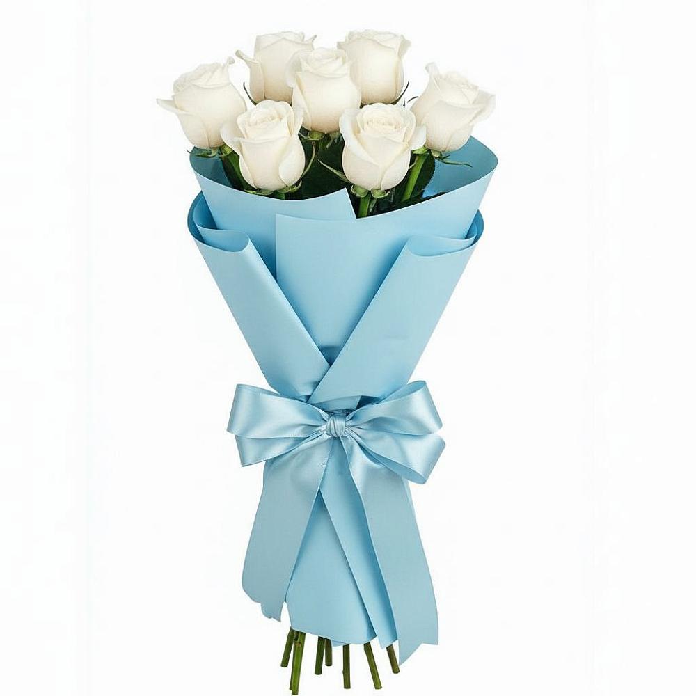 Букет 7 белых роз Проуд в Княгинино