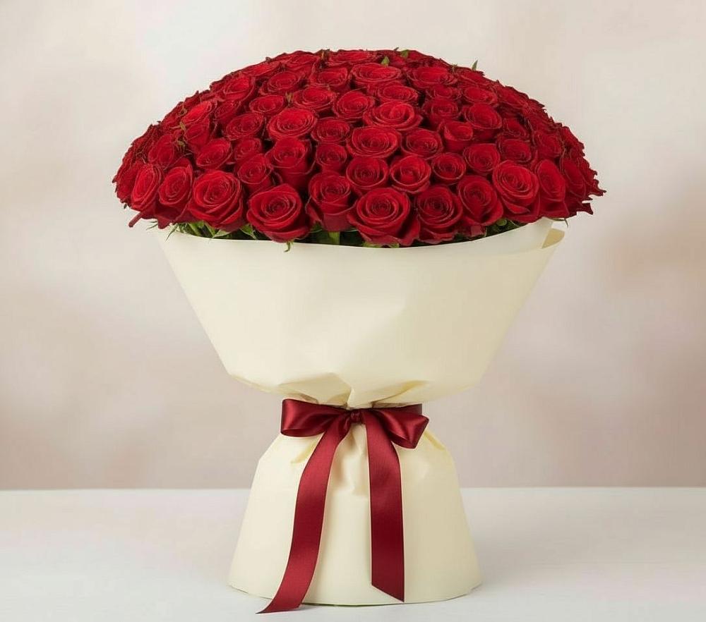 Букет 101 Красная роза Милано в Княгинино