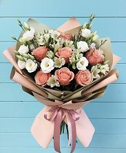 Букет цветов из:  Розы, Альстромерии и Лизиантусы в Княгинино