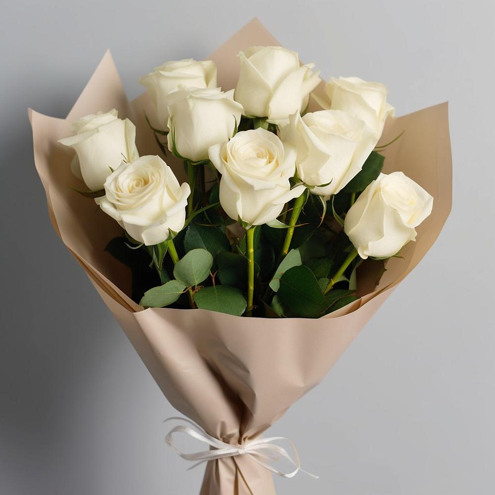 Букет 9 Белых роз Эдлесс Лав в Княгинино