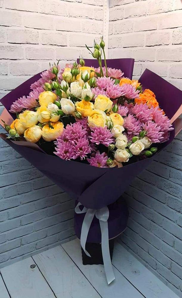 Букет цветов из: Хризантемы и Розы в Княгинино