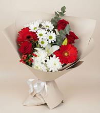Букет цветов из:  Розы, Хризантемы, Герберы и Лилии в Княгинино