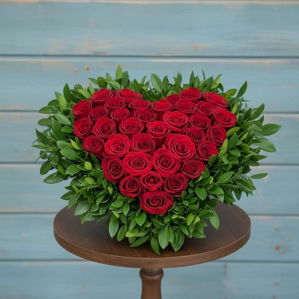 Цветочная композиция из Розы в виде сердца в Княгинино