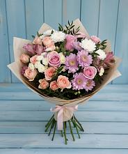 Букет цветов из:  Хризантемы, Розы и Альстромерии в Княгинино