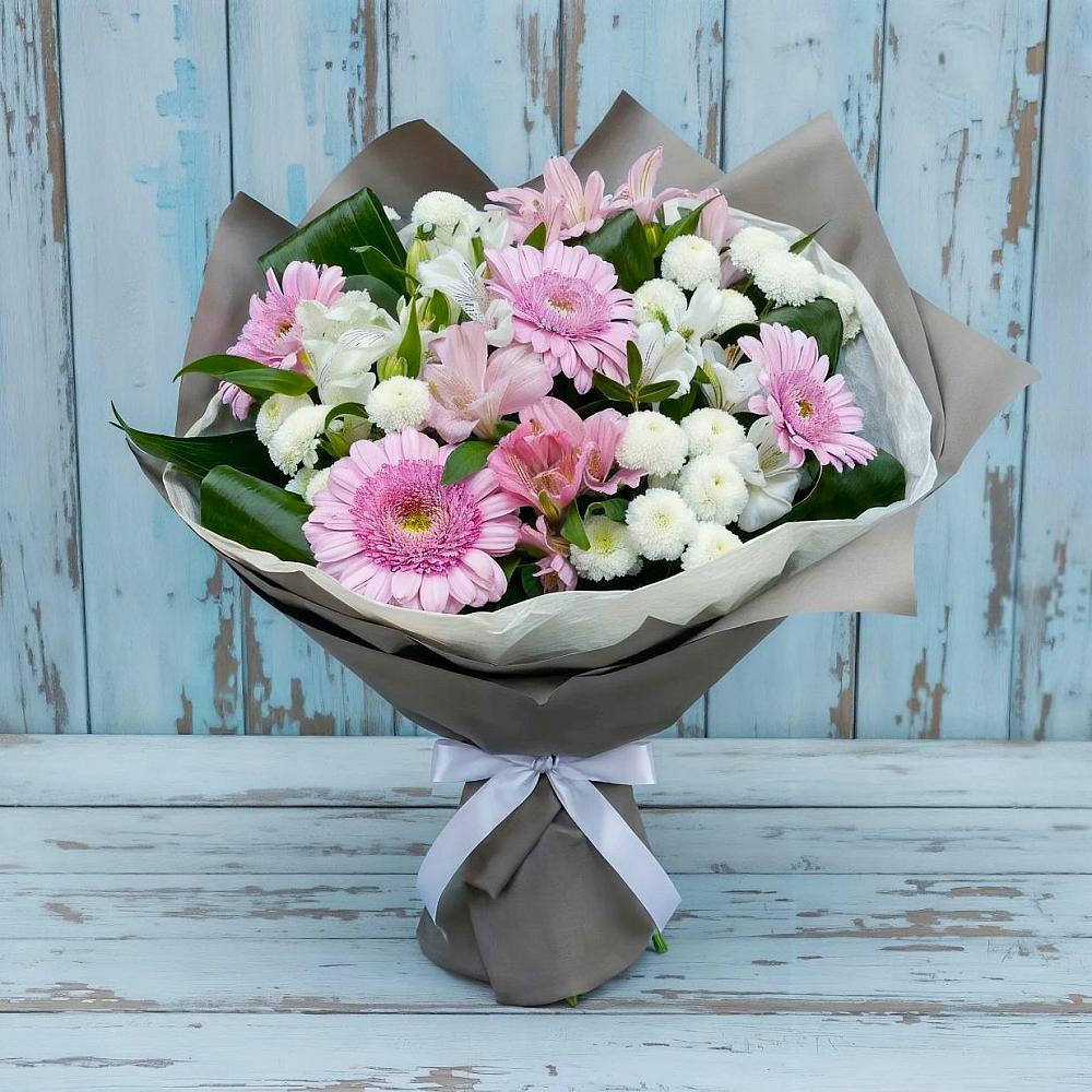 Букет цветов из: Герберы, Альстромерии и Хризантемы в Княгинино