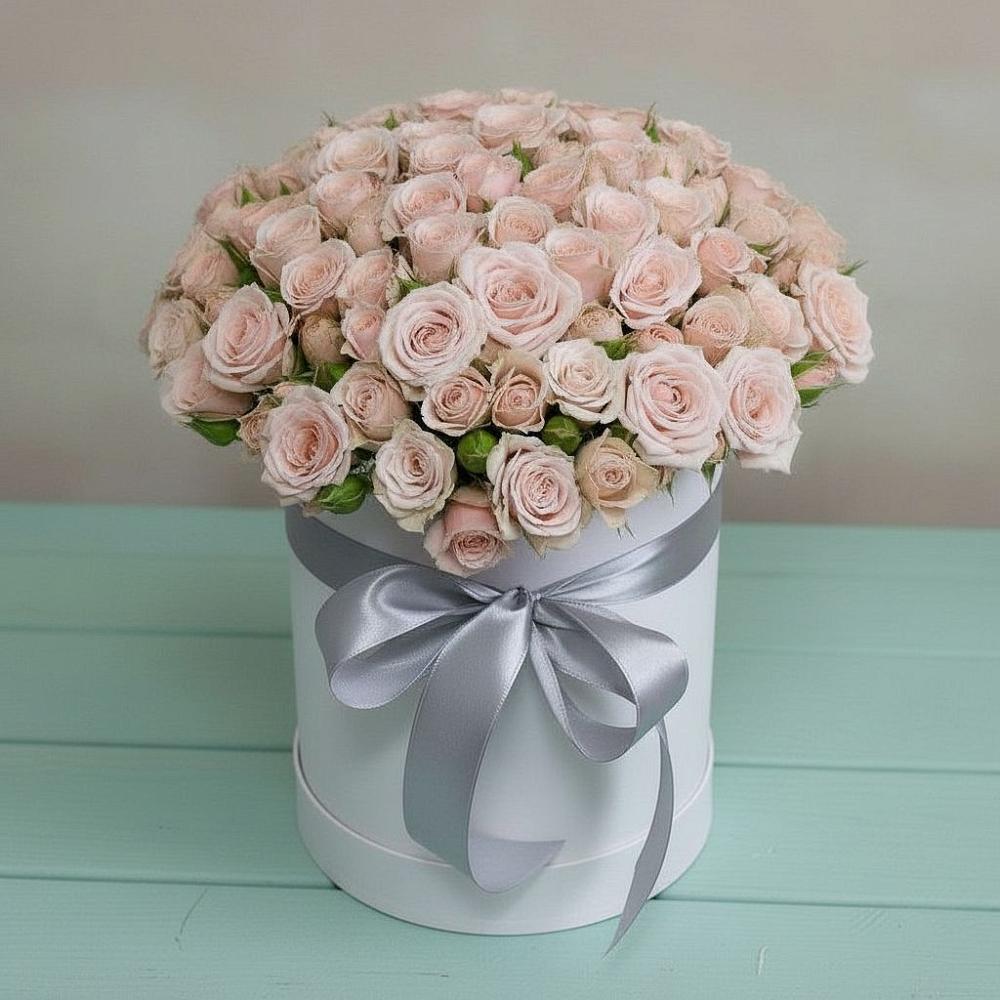 Цветочная композиция из Розы в шляпной коробке в Княгинино